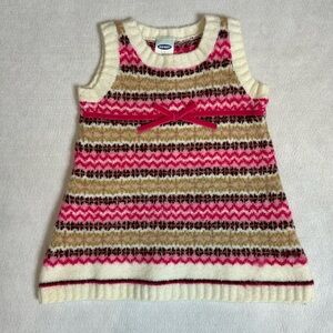 OLD NAVY Pink Sweater VEST Striped BLOUSE Shirt Dress 3/6 Months